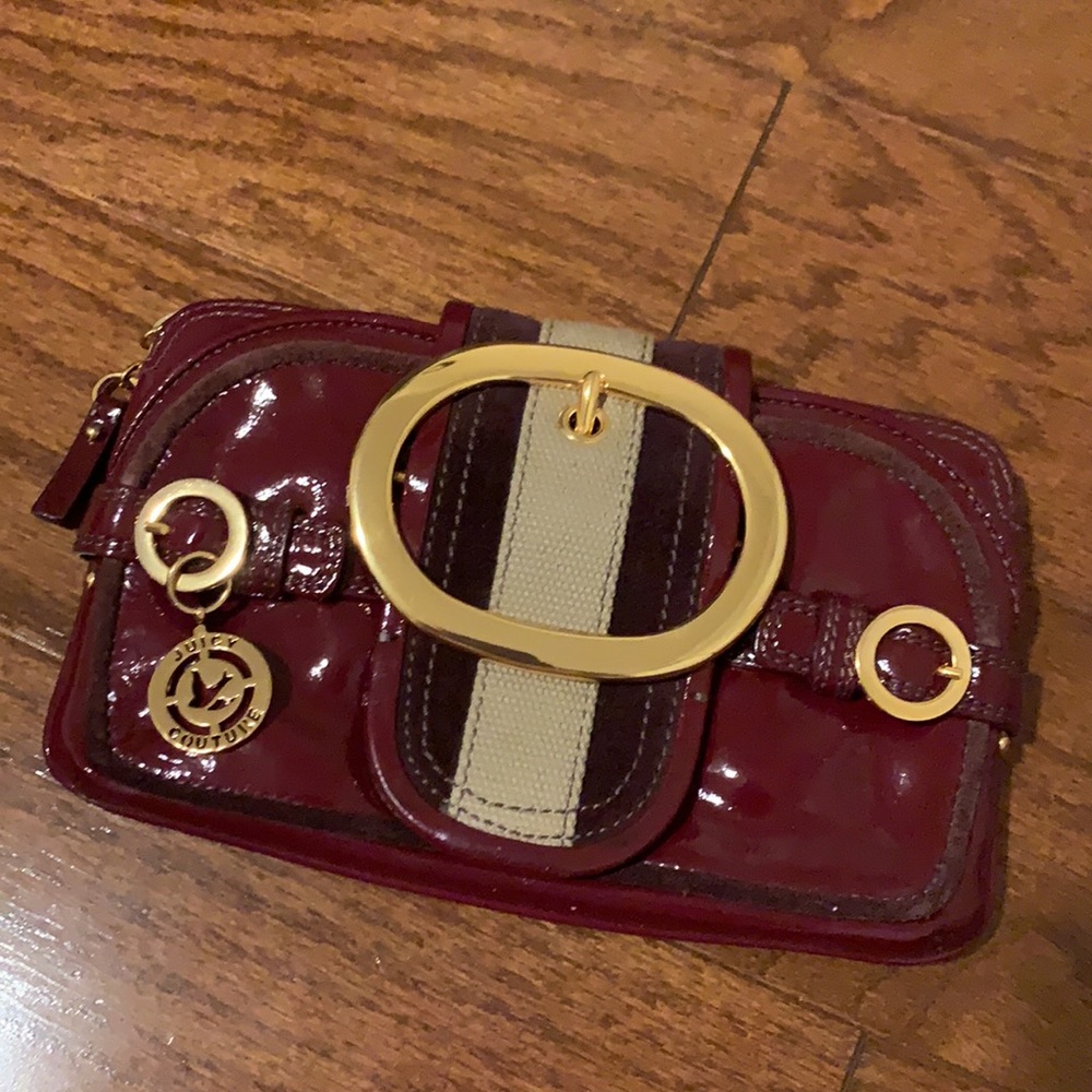 Juicy Couture burgundy patent leather clutch